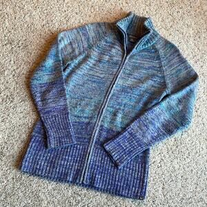 EDDIE BAUER Full-Zip Ombre Purple Blue Collar Sweater Size S